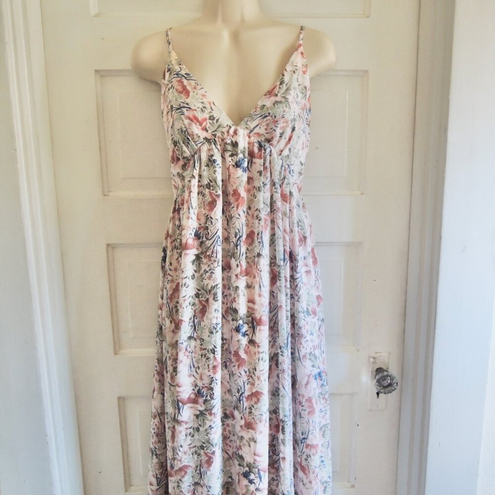 Lulus Renewed Romance Blush Pink Multi Floral Maxi Dress L